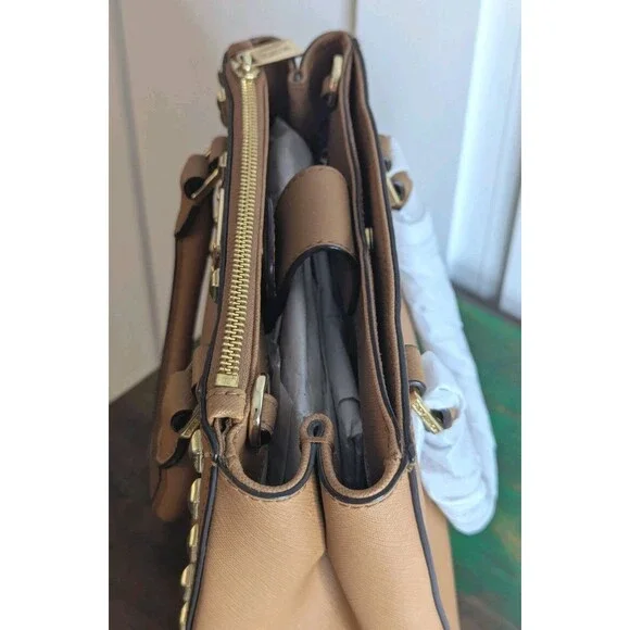 Michael Kors Satchel - Kellen, Brown , Studded, Removable Strap - Picture 5 of 8